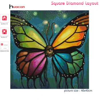 Huacan Plný Vrták 5D Diamond Maľovanie Motýľ Domáce Dekorácie Diamond Mozaiky Zvierat Cross Stitch Ručné Darček