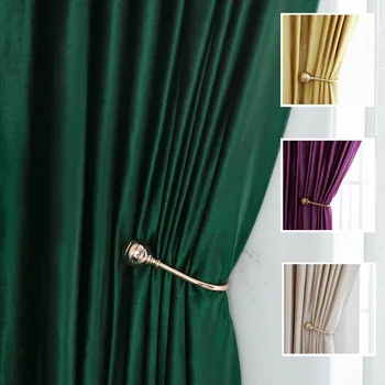 4 Farby Luxusné Mäkké Žalúzie Pevné Tmavo Zelená/Fialová/Golden Velvet Zatmenie Okenné Záclony na Obývacia Izba, Spálňa, Súkna