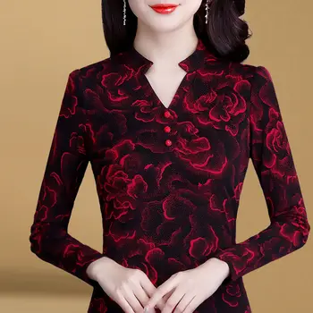 Dingaozlz M-4XL Plus veľkosť oblečenie Nové Jeseň-Zima kórejský módne Ženy tričko Dlhé rukávy Vytlačené Tričko Bežné Lady Topy