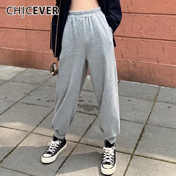CHICEVER dámskych Nohavíc Vysoký Pás Vrecko Tunika Plus Veľkosť Voľné Bežné Hárem Nohavice Žena 2020 Módne Letné Nové Oblečenie