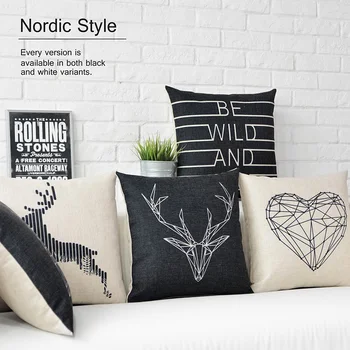 čierne biele Jelene vankúš Nordic geometrické Obliečky na vankúš Obliečky na vankúš sofa vankúše domov dekoračné Vankúše,