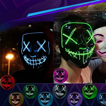 Led Maska Halloween Party Dekorácie Masque Maškaráda Masky Neónové Svetlo Svietiť V Tme Mascara Horor Maska Žiariace Masker