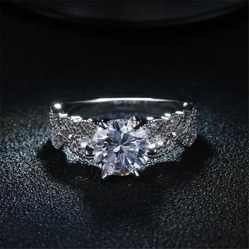 1.5 Carat AAA Zirkón Šperky, Svadobné Zásnubné Prstene Pre Ženy Vintage Striebornom Pásme Krúžky Anel Crystal Bague Listy Dd097