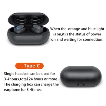 Mini bezdrôtový bluetooth headset dlhý pohotovostný zníženie hluku dotyk headset zátkové chrániče sluchu vodotesný s nabíjanie políčko pre všetky telefóny