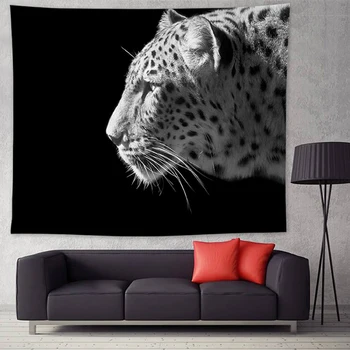 Enipate Nordic Jednoduchosť Čierny a Biely Lev, Tiger, Leopard Vytlačené Gobelín Spálňa Visí obrus Stene Visí Dekor