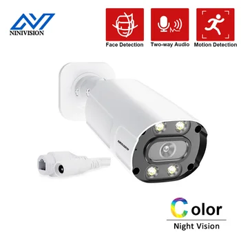 Plné Farby Nočné Videnie Bezpečnostné Kamery 4K Vonkajšie obojsmerné Audio POE CCTV kamerový IP Kamera HD 8MP 5MP Bullet IP Cam