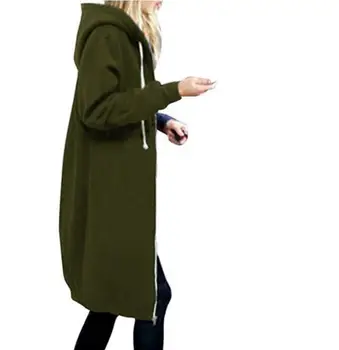 Ženy, mikiny s kapucňou dlhým rukávom zimné žena dlho vrchné oblečenie veľkosť zahusťovanie jeseň v zime teplé voľné dámy kabát