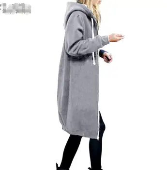 Ženy, mikiny s kapucňou dlhým rukávom zimné žena dlho vrchné oblečenie veľkosť zahusťovanie jeseň v zime teplé voľné dámy kabát