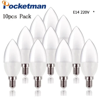 10Pcs/veľa E14 LED Sviečka Žiarovka AC 220V led svetlo Sviečky Žiarovky Lampy Teplé/Biela Energeticky Úsporné Svetlo Pre Spálne Domáce Dekorácie