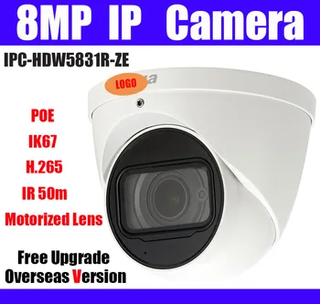 8MP Dome IP kamera IPC-HDW5831R-ZE POE H. 265 IP67 IR 50m Skutočné 2.7-12 mm motorizované objektív krytý web cam Sieťová Kamera s logom