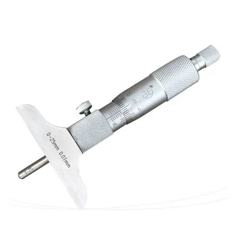 Hĺbka Mikrometer 0-25 mm 0.01 mm Strojník Mic Rozchod Gage Nástroj z Nerezovej Ocele, Metrika, posuvné meradlá Rozchod