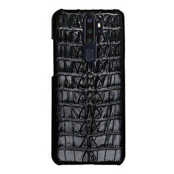Originálne Kožené Telefón Prípade Realme 3 5 6 X Lite XT X2 X50 Pro Q Prípadoch, Prírodné hovädzie kože Chvost Krokodíla Textúra Kryt Funda Capa