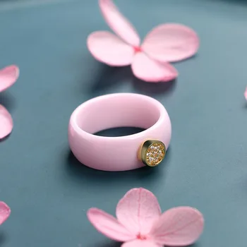 Zdravé Prstene pre Ženy Originálne Keramické Gold Rose Gold Crystal Krúžok Romantickú Svadbu Zapojenie Nikdy Stratiť Farbu Šperky