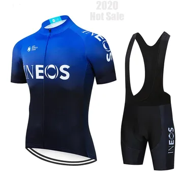 Tím New INEOS Cyklistické Oblečenie na Bicykli jersey Ropa Rýchle Suché Mens Cyklistické lete pro Cyklistika Dres 19D pad bicykli Maillot Culotte