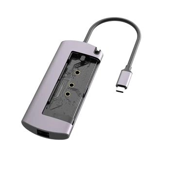 USB C HUB 6 Porty s M. 2 NGFF Pevného Disku Box Typ-C-HDMI 4K RJ45 Adaptér PD USB 3.0 HUB, Typ C Dock pre MacBook Pro OTG