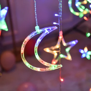 LED cencúľ Hviezdy, Mesiac, Čítanie Rozprávky Opony String Svetlá na Vianočné Girlandy Vonkajší Panel Home Svadobné Party Záhrada Okno Dekor