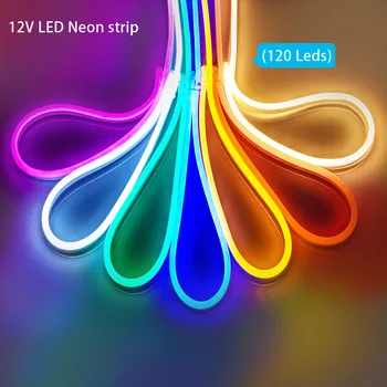 Neon LED Pásy 2835 12V 1M/2M/3M/5M Dance Party Dekor Svetlo Neón LED Lampa Flexibilné Biela/Teplá Biela/Modrá Vodotesný IP67 Osvetlenie