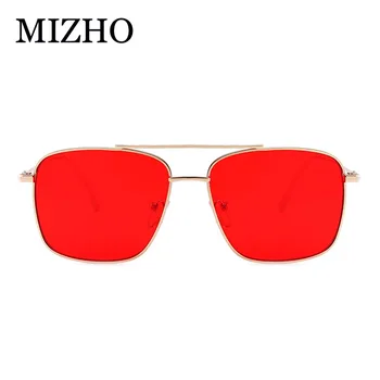 MIZHO 2020 Nové Kovové Štvorcový Rám Žlté slnečné Okuliare Ženy Trendy UV Ochrany Festival Falošné Okuliare Muži Ročník Red Objektív Oculos