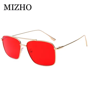 MIZHO 2020 Nové Kovové Štvorcový Rám Žlté slnečné Okuliare Ženy Trendy UV Ochrany Festival Falošné Okuliare Muži Ročník Red Objektív Oculos