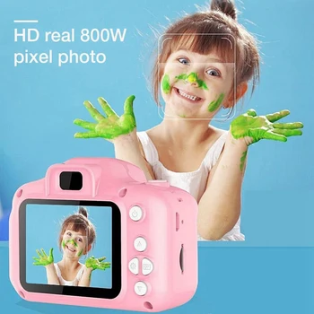 2 Palcový HD Displej, Chargable Digitálny Mini Kamera Deti Karikatúra Roztomilý Fotoaparát Hračky Vonkajšie Fotografie Rekvizity pre Dieťa Darček k Narodeninám (