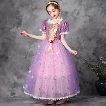 Vianočné Princezná Šaty Dievčatá Cosplay Rapunzel šaty, Tlačené tylu Facy Oblečenie Pre Narodeninovej Party Facy Oblečenie 2-8 Rokov