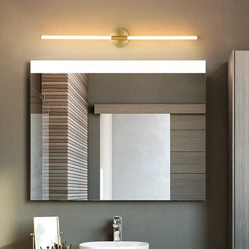 FANPINFANDO Zlato Moderné Led Kúpeľňa Zrkadlo Svetlo Spálňa toaletný stolík zrkadlo, lampa chodbe Zrkadlo osvetlenie 360 stupeň svetlo