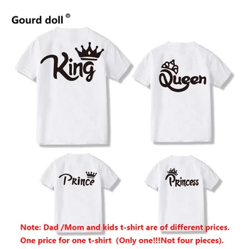 Bavlnené tričko rodiny zodpovedajúce oblečenie kawaii Kráľovná, Princezná, Princ otec, matka, dcéra zodpovedajúce rodiny vzhľad tričko oblečenie