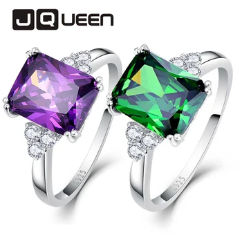 Ženy, Svadobné Drahokam Krúžky 5.25 ct Ametyst Emerald Rez Fialová Zelená Príroda Kameň Šperky 925 Sterling Silver Ring