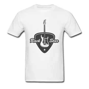 Rock Guitar T-shirt Mužov Punk Štýl Tričko Biele, Sivé Vrcholy & Tees Jednoduché Streetwear Vlastné Študenti Zľava Oblečenie Bavlna