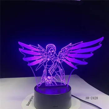 Horúca Hra Overwatch 3D Lampa Tabuľka Spálňa Akcie Obrázok Dekoratívne Stolná Lampa 7 Farby Nočné Svetlo Domova 2428