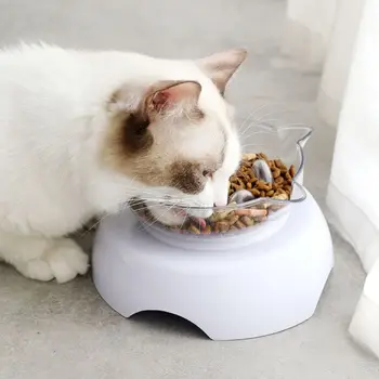 Pet Transparentné Dvojité Misy Krku Ochrany Pes, Mačka, Anti-slip Feeder Potraviny Misky