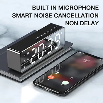 Multifunkčné Zrkadlo Budík Bluetooth Reproduktor S Rádio LED Zrkadlo Spánok, Bezdrôtový Subwoofer, Hudobný Prehrávač Tabuľka Hodiny