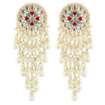 Luxusné Bollywood Pearl Korálky Závesy Náušnice Prehnané Šperky Indický Palác Náušnice Vyhlásenie Svadobné Afganskej Tribal Egypt