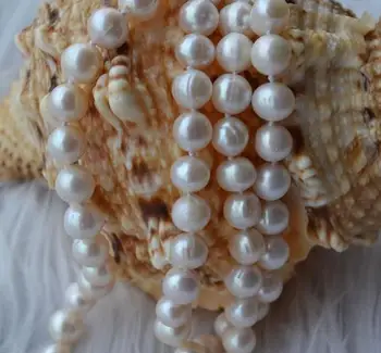 Jedinečný Perál, drahokamov Obchod Dlhé Perlový Náhrdelník 50 palcov 9mm Biela Kolo Sladkovodné Perlový Náhrdelník Jemné Šperky