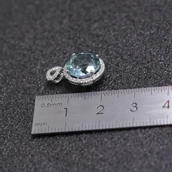 MH Kolo 10 mm prírodné blue topaz Drahokam prívesok pre dievča Pevné reálne 925 Sterling Silver Zapojenie narodeniny Jemné Šperky