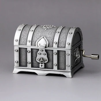 Pirate treasure chest plastický ručne kľukou Princezná šperky metal music box hudobná šperky box darček k narodeninám dievčatá med