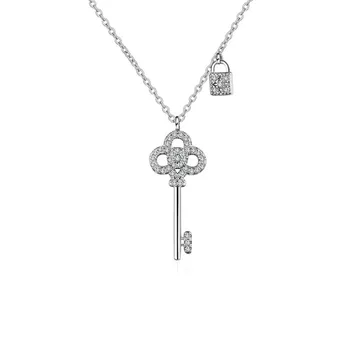 925 Sterling Silver Key Náhrdelník So Zámkom, Prívesky, Šperky Hot In Módny Návrhár Clavicle Reťazca Náhrdelníky Pre Ženy, Dievča, Darček