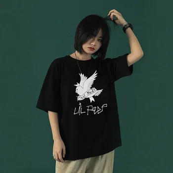 SUNOWE Letné Tričko Lil Peep Hiphop Spevák Zábavné List Tlač Harajuku Voľné Bežné Krátky Rukáv Topy Ženy Muži Oblečenie
