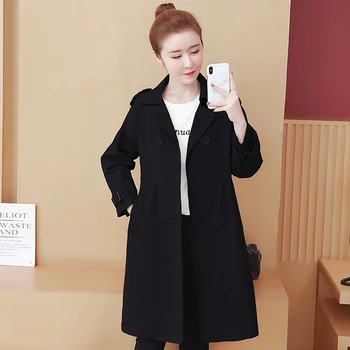 Kórejský Módne Zákopy Srsti Pre Ženy Dvojité Breasted Kabát Dámske Elegantné Office Zákopy Srsti Slim Khaki Červená Čierna Modrá