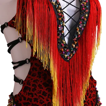 Nový Spoločenský Tanec Šaty Samba Kostým pre Ženy Sexy Leopard Tlač Salsa Šaty so Strapcami latinskej Sexy Šaty bez Rukávov Šaty