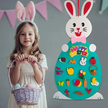 Veľkonočné urob si sám Cítil Bunny Prívesok S Odnímateľnou Abecedy Veľkonočné Ozdoby Nálepky na Stenu Závesné Dekorácie Deti Hračky Strany Darček