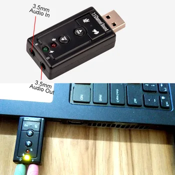Etmakit Mikrofón Audio Externý USB Audio Zvukové Karty Adaptéra Virtuálny 7.1 USB 2.0 Mikrofón Reproduktor, Audio Slúchadlá