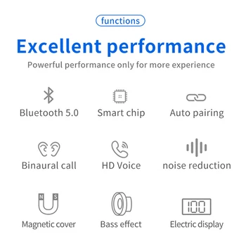 REHIMM TWS Bluetooth 5.0 Slúchadlá Bezdrôtové Slúchadlá 9D Stereo Vodotesné Slúchadlá Slúchadlá S Mikrofónom pre Mobilný Telefón,