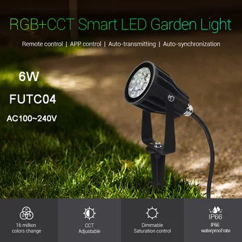 Miboxer FUTC04 6W led Trávnik Svetlo RGB+SCS Záhradné Svetlo Nepremokavé IP66 Vonkajšie Osvetlenie AC100~240V 50/60Hz