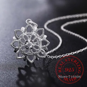 2020 Vintage Bijoux Luxusné Crystal Duté Kvet Vyhlásenie Náhrdelník Prívesok pre Ženy 925 Sterling Silver Jemné Šperky Príslušenstvo