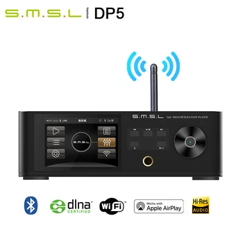 SMSL DP5 ES9038PRO MQA Bluetooth Sieťový Hudobný Prehrávač Digitálny Gramofón, Dekodér Slúchadlový Zosilňovač AirPlay DINA WiFi DSD256