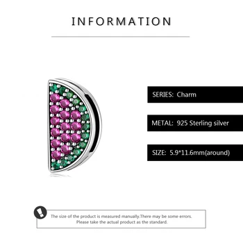NOVÉ 925 Sterling Silver Ružová Zelená Crystal Zirkón Melón Kúzlo Šperky čo Fit Originálne Reflexie Kúzlo Náramok