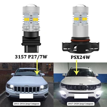 BMTxms Auto LED DRL Svetlo PSX24W 2504 3157 P27/5W Denných prevádzkových Jazdy Lampa Pre Jeep Compass na roky 2011-2020 Canbus Žiarovky