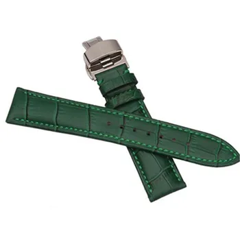 Nové Zelené Skutočné cowhide Kožené 12 14 16 18 20 22 mm watche kapela popruhu Pásu Watchband Skladacia Spona / Pracka + Nástroj