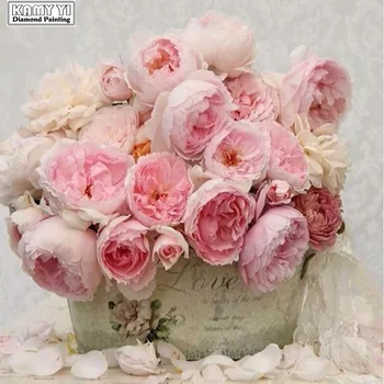 Vyšívanie Veľkoobchod Diy Diamond Maľovanie pink rose Obrazy Drahokamu Samolepky na Stenu Nastaviť na Vyšívanie Remeslá